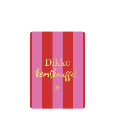Cadeaukaartje A7 Dikke kerstknuffel Roze/rood - Feestelijke kerstcadeaukaartjes 25 stuks