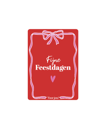 Cadeaukaartje A7 Fijne feestdagen voor jou - Rood/roze - Kerstcadeaukaartjes 25 stuks