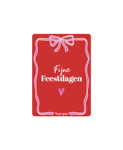 KP® Cadeaukaartjes A7 - Fijne feestdagen voor jou, 25st Cadeaukaartje A7 Fijne feestdagen voor jou - Rood/roze - Kerstcadeaukaartjes 25 stuks