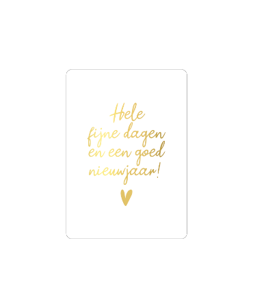 Wit Cadeaukaartje met 'Fijne feestdagen gelukkig nieuwjaar' in goud - A7 Kerstkaartje 