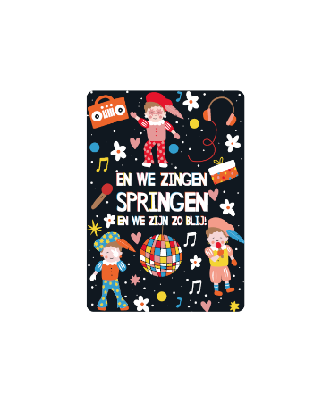 Cadeaukaartje A7 We zingen springen en we zijn zo blij - Sinterklaaskaartje 