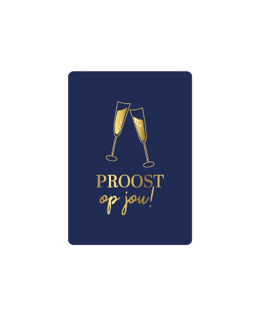 Cadeaukaartje A7 'Proost op jou'  met champagneglazen - Feestkaartje 