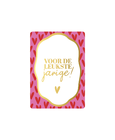 Cadeaukaartje A7 Voor de leukste jarige - Roze/rood  Verjaardagskaartje 