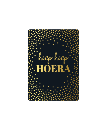 Zwart met goud Cadeaukaartje - Hiep hiep hoera met stippen - A7 Verjaardagskaartje 