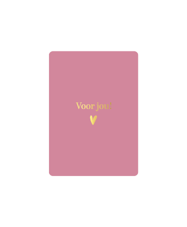 Roze Cadeaukaartje A7 'Voor jou' met hartje in goud - Wenskaartje 