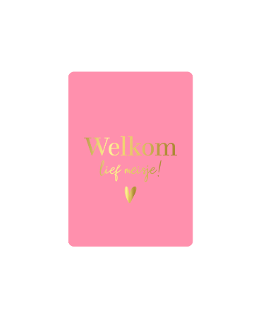 Roze Cadeaukaartje A7 Welkom lief meisje - Kraamkaartje