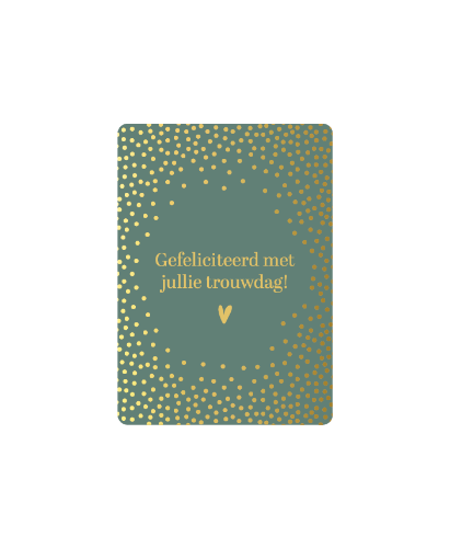 KP® Cadeaukaartjes A7 - Gefeliciteerd met jullie trouwdag + Stippen, 25st Groen Cadeaukaartje - 'Gefeliciteerd met jullie trouwdag' in goud - A7 Getrouwd kaartje