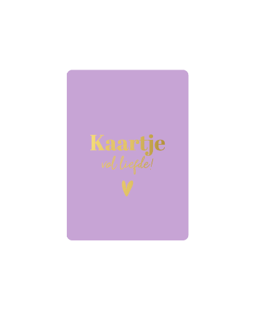 Paars Cadeaukaartje A7 met 'Kaartje vol liefde' in goud - Troostkaartje