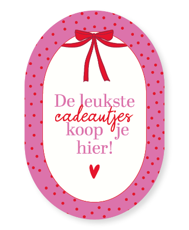 Wervende raamsticker met boodschap voor cadeauverkoop.