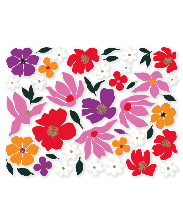 Raamstickers div. maten, kleurrijke bloemen, raamdecoratie voor lente en feestdagen, raamstickers vrolijke bloemen voor woonkamers en winkels