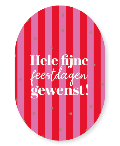 KP® Raamsticker 40x60cm - Hele fijne feestdagen gewenst! Kerst Raamsticker 40x60cm ovale vorm met roze-rode kleuren en tekst "Hele fijne feestdagen gewenst" voor kerst- en feestdecoratie