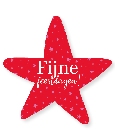 Raamsticker 45x45cm in de vorm van een rode ster met tekst "Fijne feestdagen!", raamstickers feestdagen winkel