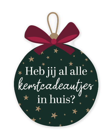 Heb jij al alle kerstcadeautjes in huis? - Raamsticker voor winkelpromotie kerst