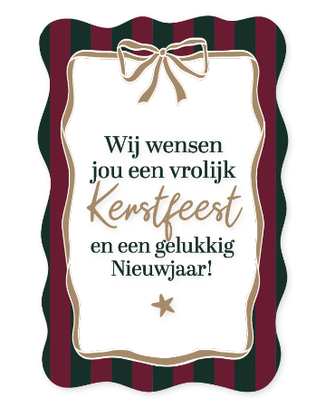 Transparante raamsticker met kerstwens in feestelijk kader.