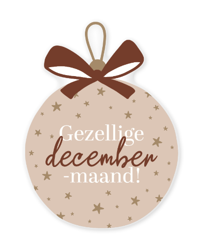 KP® Raamsticker 37x50cm - Gezellige decembermaand! Raamsticker 37x50cm, kerstbal in mokka kleuren met tekst “Gezellige decembermaand!”, sfeervolle kerst raamdecoratie, raamstickers voor december