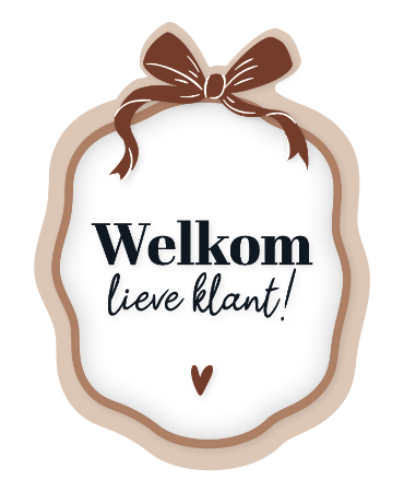 'Welkom lieve klant' transparante raamsticker voor etalages en ingangen.