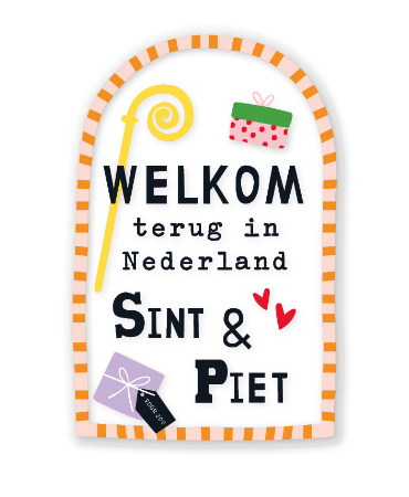 KP® raamsticker 33x50cm met Sinterklaas illustraties, welkom terug in Nederland, feestelijke raamdecoratie voor Sinterklaas