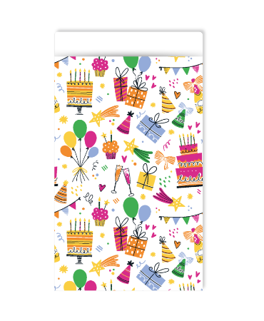 Feest cadeauzakje met verjaardag illustraties - 12x19cm