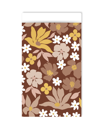 Bruin cadeauzakje met bloemen - mokka kleuren - 12x19cm