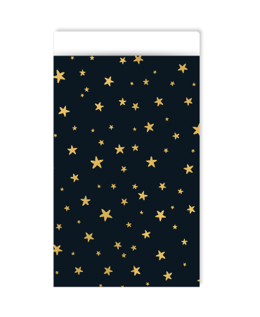 Zwart cadeauzakje met kleine gouden sterretjes - 12x19cm