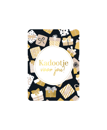 Zwart cadeaukaartje met gouden kadootjes - A7