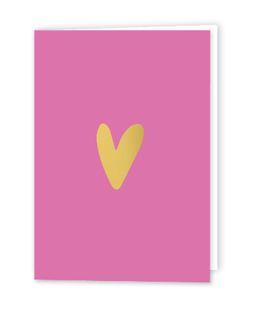 Roze wenskaart met gouden hart - Gevouwen kaart