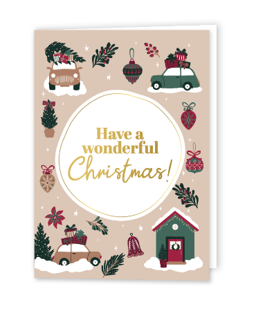 Kerstkaart wonderful christmas - Gevouwen wenskaart