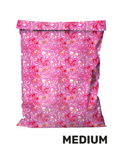 KP® Verzendzakken - Bows red/pink 360x450+50mm 50stuks Webshopverpakking roze met strikken - Verzendzak 36x45+5cm