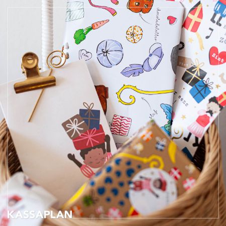 Afbeeldingen van Coated cadeaupapier 200m - Sinterklaas DZ rood