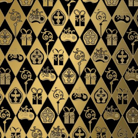 Afbeeldingen van Kraft cadeaupapier 250m - Classic sint zwart/goud