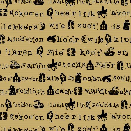 Afbeeldingen van Kraft cadeaupapier 250m - Sint stempel zwart