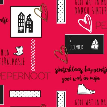 Afbeeldingen van Coated cadeaupapier 200m - Love sint rood