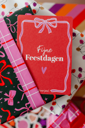 A6 wenskaart met tekst 'Fijne feestdagen voor jou' - set van 10 stuks