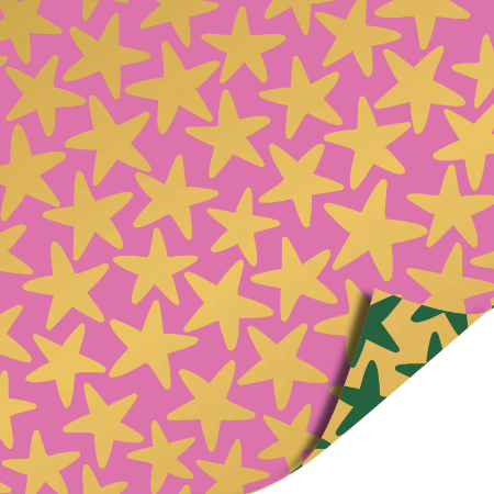 Afbeeldingen van KP® Cadeaupapier 30cm 100m - Stars gold/green