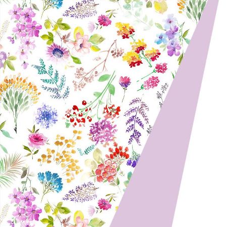 Afbeeldingen van Coated cadeaupapier 200m - Aquarel flowers