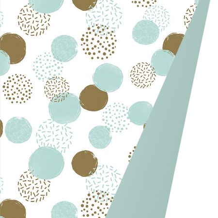 Afbeeldingen van Coated cadeaupapier 200m - Dots mint