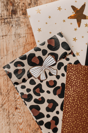 Panterprint cadeauzakje - luipaardprint / beige - 12x19cm