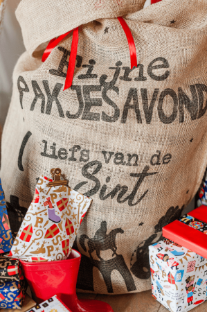 Jute zak - Fijne pakjesavond 60x100cm