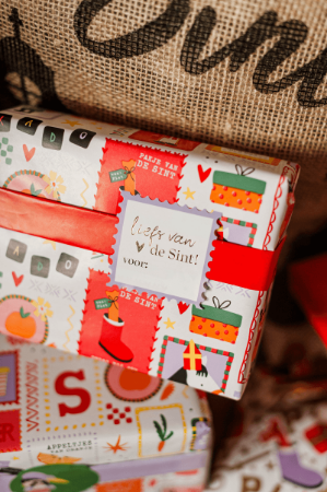 Sintklaas stickers Liefs van de Sint postzegels – 3 varianten – 50x50mm