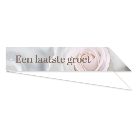 Rouwlabel 288x55mm 'Een laatste groet' met roze roos