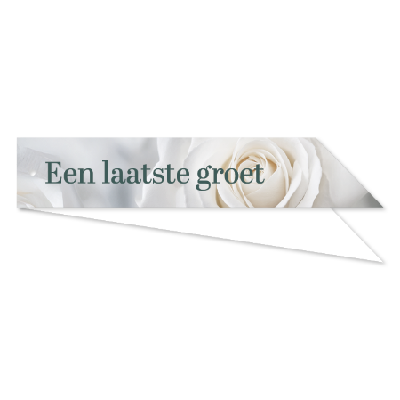 Rouwlabel 288x55mm 'Een laatste groet' met witte roos