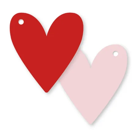 Cadeaulabel Hartje roze en rode zijde