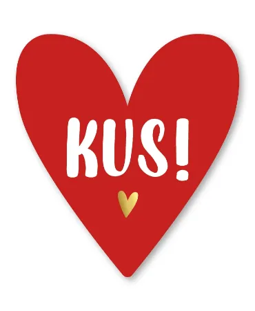 Rode hart wenskaart met kus!