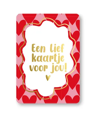 Lieve valentijn wenskaart met goudfolie en hartjes