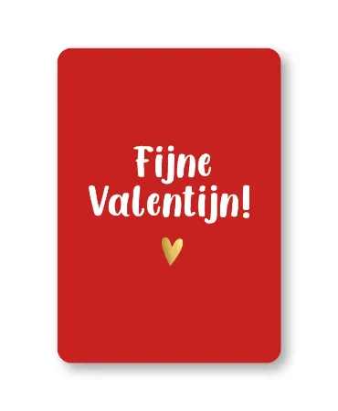 Fijne Valentijn wenskaart rood met goudfolie hartje
