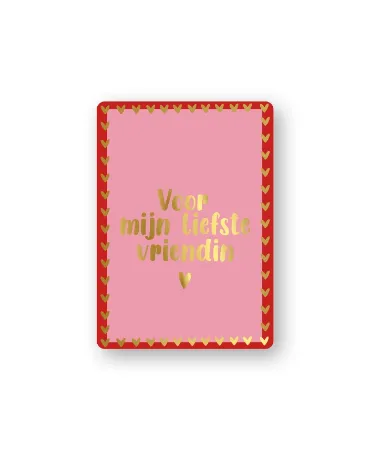 A7 cadeaukaart voor mijn liefste vriendin met hartjes en goudfolie