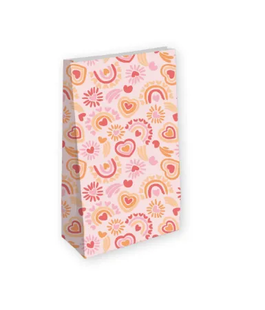 licht roze kraft papieren zak met romantische illustraties