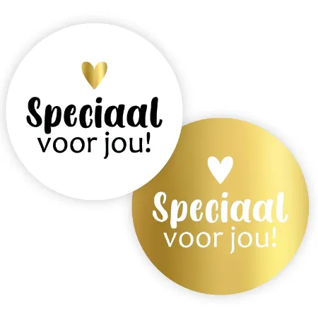 Witte en gouden sticker met 'speciaal voor jou'