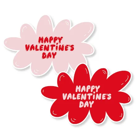 Roze en rode sticker met 'Happy valentine's' - Valentijn sticker - sluitsticker