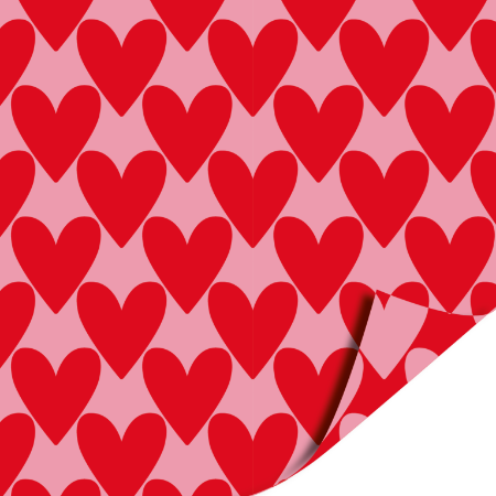 Afbeeldingen van Cadeaupapier 30cm 100m - Hartjes XL roze/rood